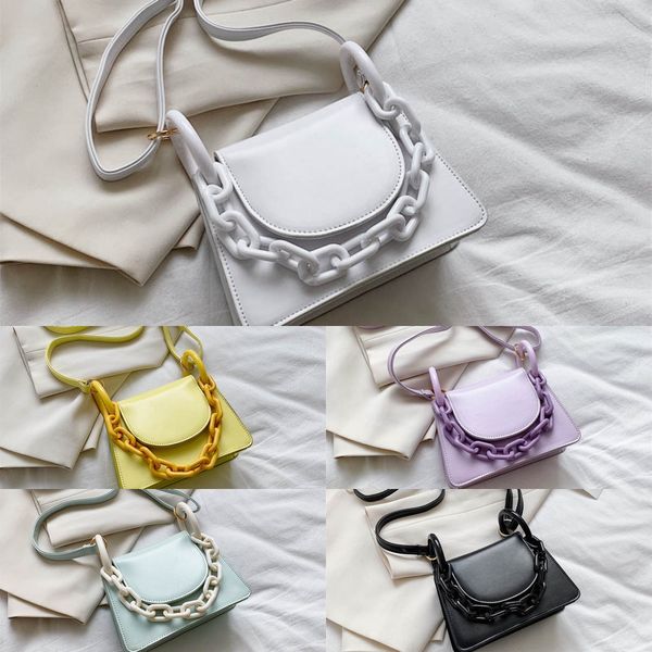 

women 2020 summer new korean version of versatile solid color shoulder small square bagshoulder bag acrylic chain small square bag ins ptkk