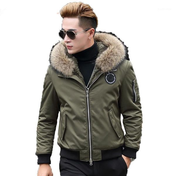 

real fur coat parka men fur liner men's winter jacket korean raccoon collar plus size parkas t-89-2303 kj15391, Black