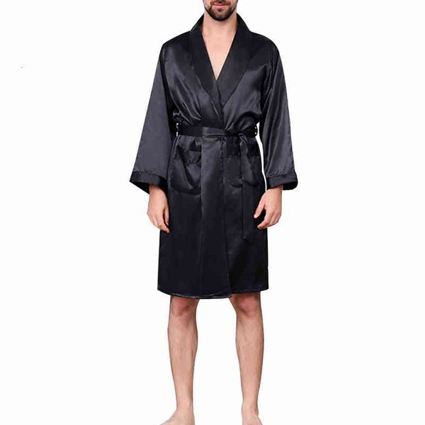 

men's sleepwear black lounge faux silk nightwear for comfort silky bathrobes dressing gown sleep robes plus size kaxl, Black;brown