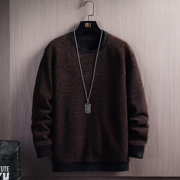 

2020 winter fashion soild knitted christmas sweater men o-neck pullover thick fleece warm sweaters plus size l-5xl1, White;black