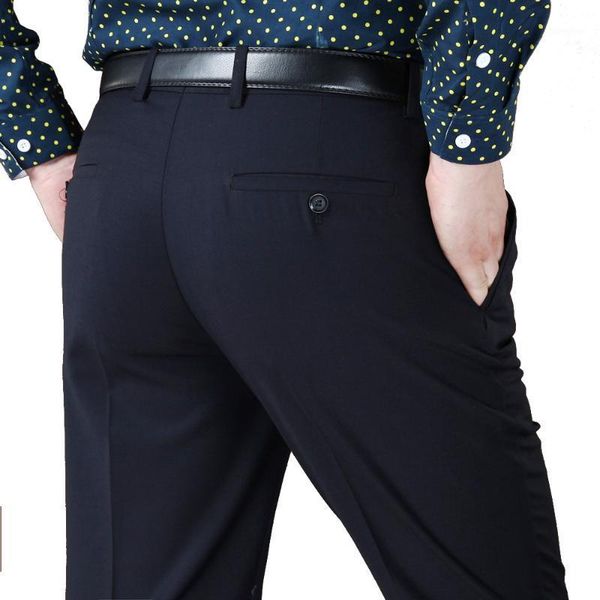 

42 44 men suit pants wool silk thicken work pants autumn winter business casual trousers straight classical slim dress men1, White;black