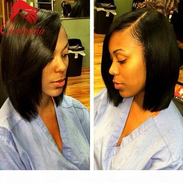 

7a grade part bob cut wigs brazilian human hair full lace wigs bob glueless short bob lace front wigs for black women, Black;brown