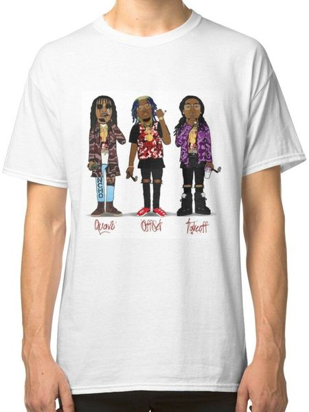 

migos cartoon art men's white print casual men brand tee hoodie designers t shirts sweatshirt