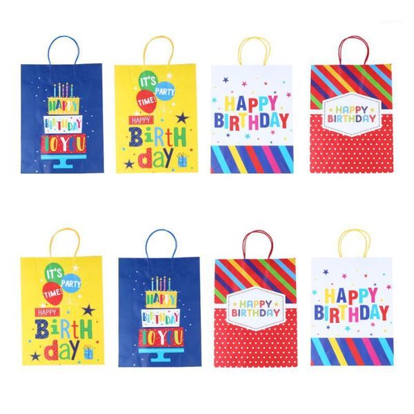 

kraft paper bags with handles portable birthday gift bag creative tote bags1