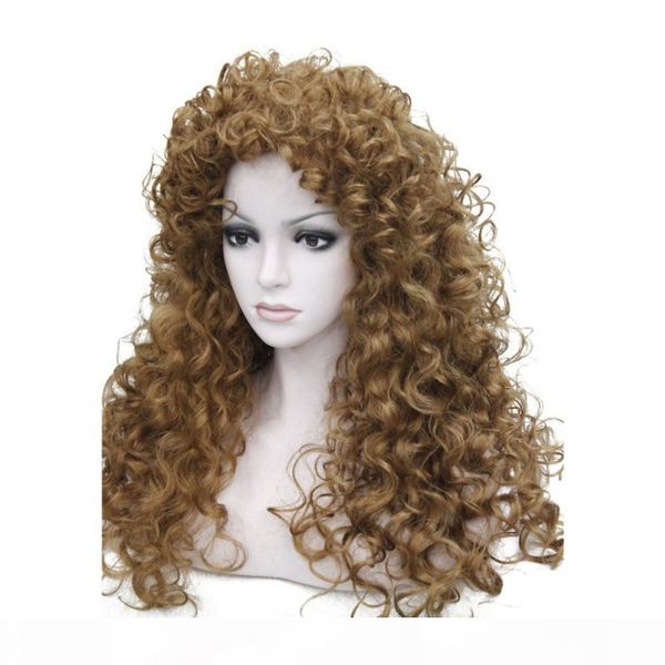 

synthetic lace front wig curly blonde brown hair natural looking heat resistant fiber hair long synthetic curly wig for women, Black