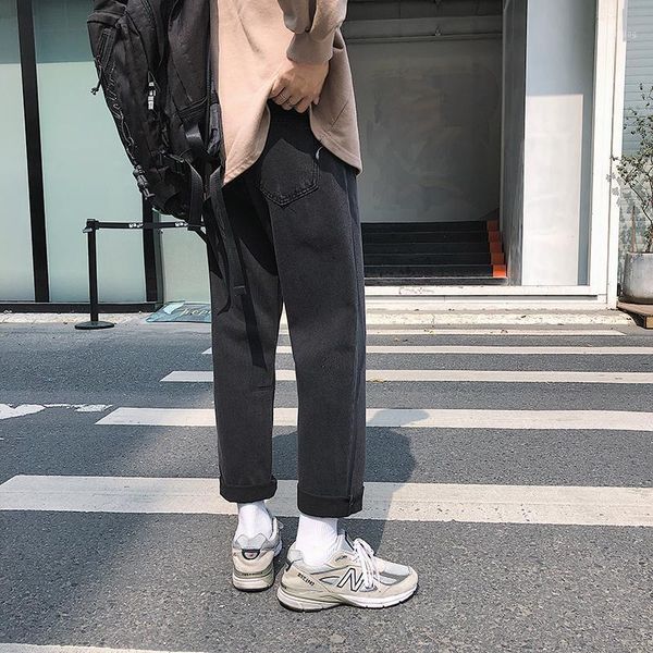 

mens jeans men 2021 oversized wide leg korean style denim pants japanese streetwear fashion black baggy jeans for men1, Blue
