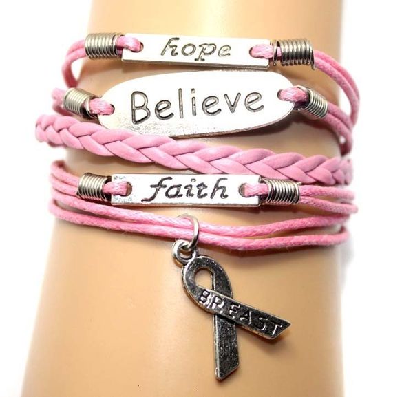 

fashionwo94rope ribbon breast cancer weavingzvei bracelet awareness