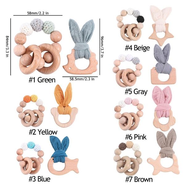 

let's make 1set baby toys wooden rattle infant babyplay baby rattle personalized pacifier chain rattles for 0-12months baby kidsq1221