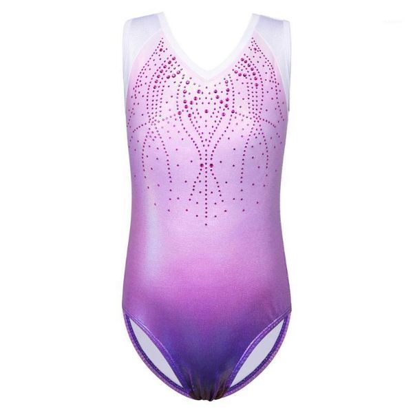 

baohulu 2020 shiny gymnastics leotards for children gradient purple rhinestone ballet leotards for girls kids dance costumes1, Black;red