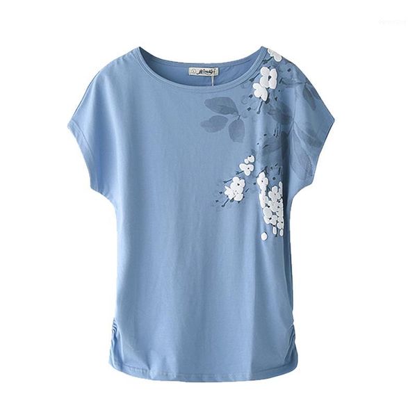 

2019 summer women's t-shirt cotton loose short-sleeve t-shirt female white embroidery basic large size  4xl1