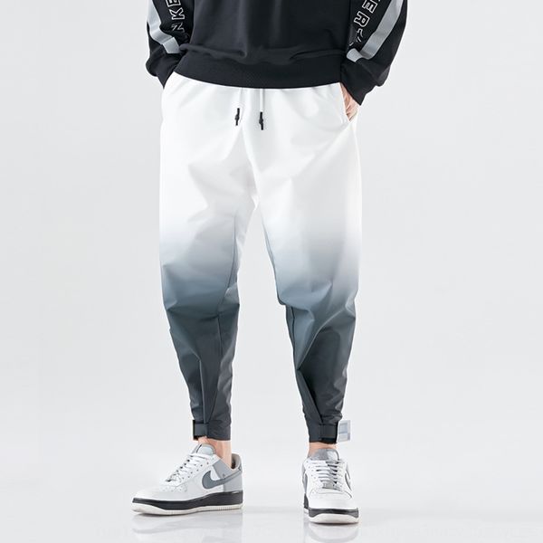 

ins harlan casual design fashion brand guochao capris men's small feet harun pants gradient contrast casual pants 1db51, Blue