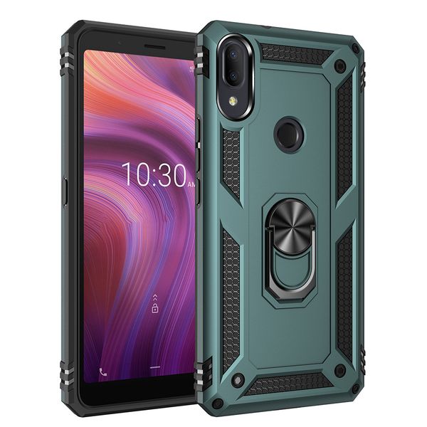 

for alcatel 3v 2019 aomor hybrid phone case with kickstand back cover magnetic car finger ring stand hybrid pc shockproof case