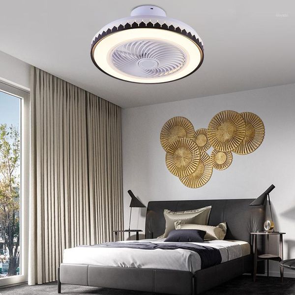 

electric fans 50cm ceiling fan light bluetooth smart remote control bedroom decor ventilator lamp air invisible blades silent1