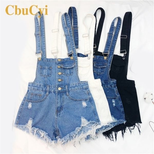

plus size summer rompers womens jumpsuit denim short overalls for women playsuits salopette femme en jean peto vaquero mujer y200422, Black;white