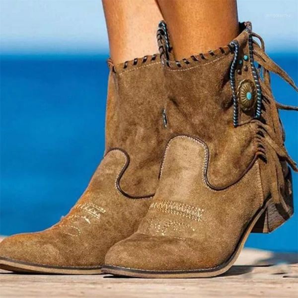 

boots women ankle mid heels shoes woman vintage pu leather autumn warm ethic shoe chaussures femme zapatos mujer sapato d21421, Black