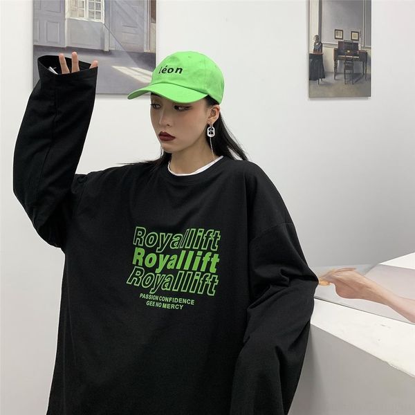 

ogivc весна и осень ins корейской версии жира t-shirttop длинных женщин из рыхлого и жирового покрова мяса tmm200kg 240j300kg футболки топ п, White