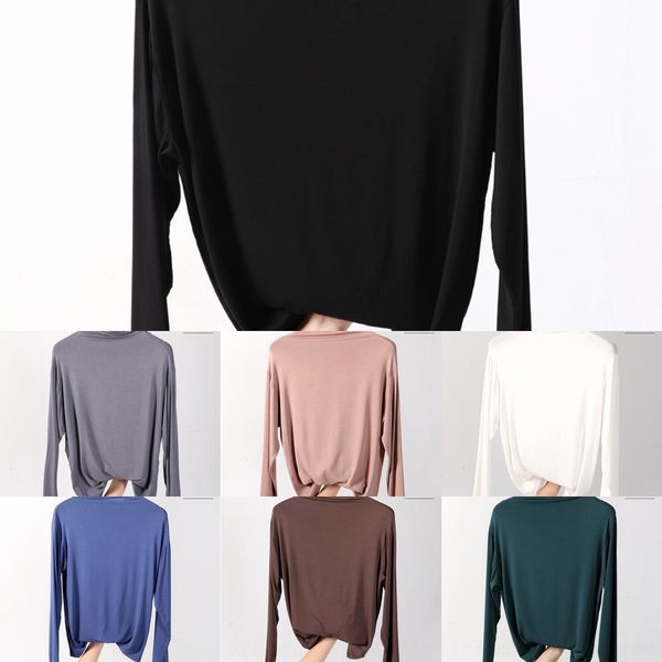 

vkg1h autumn new modal long sleeve collar women's coat t-shirt korean half high bottoming solid color t-shirt slim bottomed awp27, White