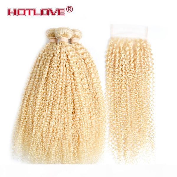 

ove brazilian kinky curly hair 3 bundles with 4*4 lace frontal with baby hair natural headline lace closure, Black