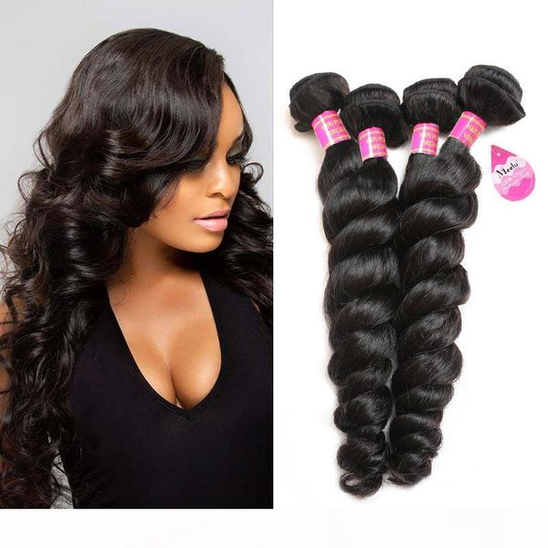 

8 сыпучая волна волосы 4 связки необработанного virgin волнистого наращивание волосы плетение бразильских перуанские малазийская индийский r, Black