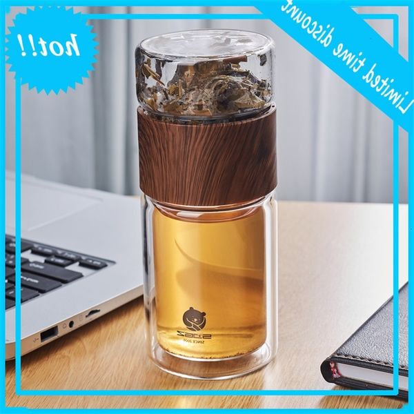 

separating double layer portable glass high temperature resistant transparent water tea making creative cup