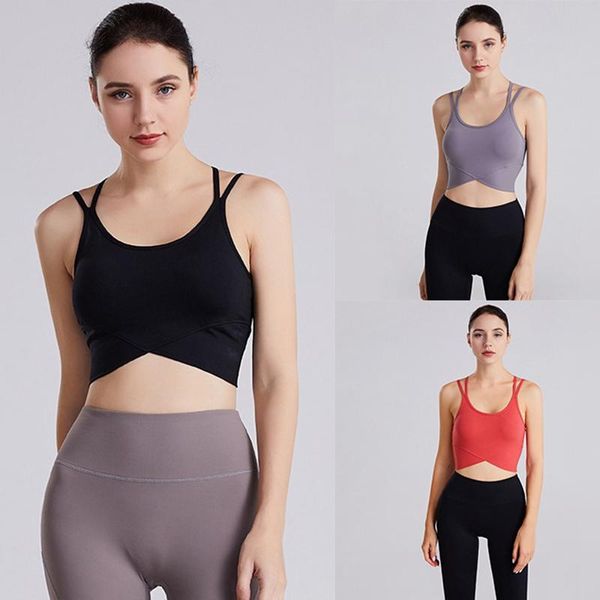 

gym clothing sale beauty back cross vest sports women tank fitness yoga running inner chest pad clothes crop top, White;black