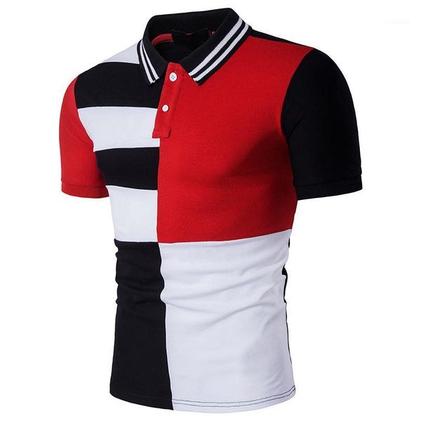 

summer men's cultivate one's morality leisure shirt color stitching joker cotton men shirts with short sleeves1, White;black