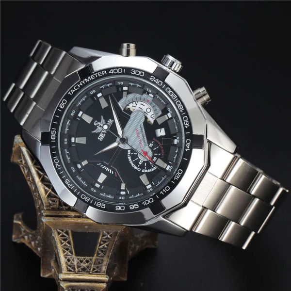 

sewor / swarch mechanical busins high grade large dial steel belt multifunctional black smart watchbgt