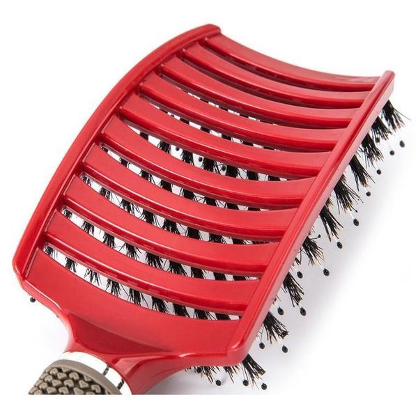 

hairbrush bristle nylon comb hair scalp massage salon hairdressing styling tools hairbrush jllxsh, Silver