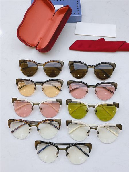 

new fashion uv woman sunglasses 400 design frame cat-eye style shape popular frame half quality design bamboo 0661 lens eyewear vgcov