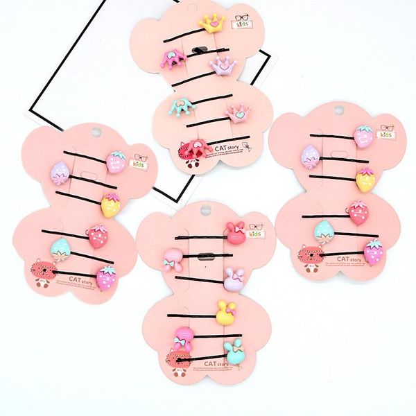 

2020 allergy candy color cute new style new arrival korean crown 6pcs/set strawberry girls kids headwear, Slivery;white