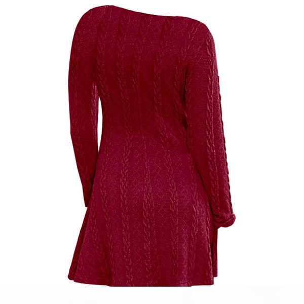 

wipalo cable knit tunic sweater dress 2018 women dresses casual solid o neck long sleeve mini dress fall spring a line vestidos, Black;gray