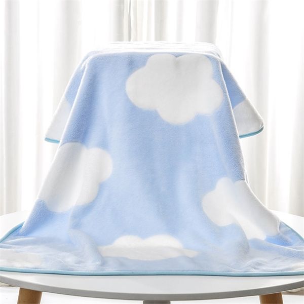 Coperta per neonato Cloud Print Coral Fleece Bambini Swaddle Busta Bambino Passeggino Cover Wrap Biancheria da letto per bambini Coperta LJ201014