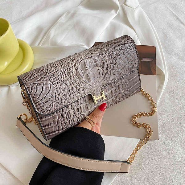 

2022 factory wholesale new bag women's fashion crocodile pattern single shoulder messenger hand grasping foreign air bag simple texture