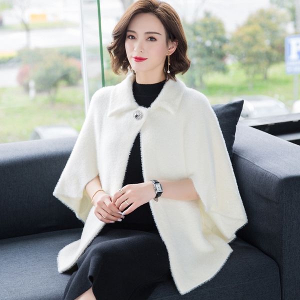 

dhugm cardigan cloak sweater coat sweaterlike sweater coat for women knitted winter 2020 new style autumn mink lapel cape cape 7jqdc, White;black