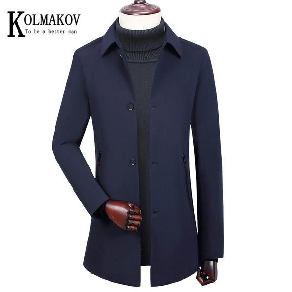

men's trench coats kolmakov windbreaker for spring and autumn casual medium long coat solid color lapel jacket male sizem-4xl, Tan;black