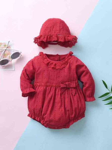 

baby bow front ruffle trim bodysuit & hat she, Blue