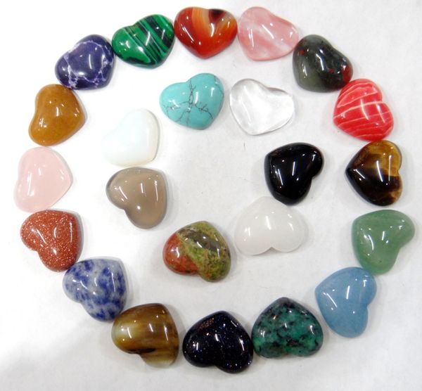 

30pcs natural stone crystal agates turquoises heart shape cab cabochons no hole beads for making jewelry diy 15x18mm wholesale q1106
