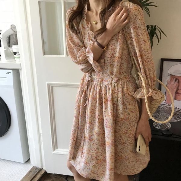 

psqd4 wanghong wang honghua skirt homemade floral dress wome new long and short flounced v-neck up waist lace high loose floral dress for ho, Black;gray