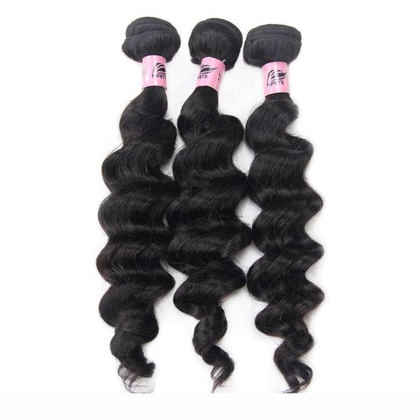 

nami hair brazilian virgin hair weaves loose deep wave 3 bundles 100% human hair extensions natural color, Black