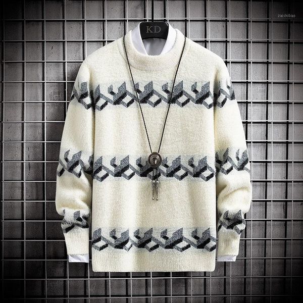 

mink sweater men's autumn trendy baggy autumn clothes cashmere sweate1, White;black