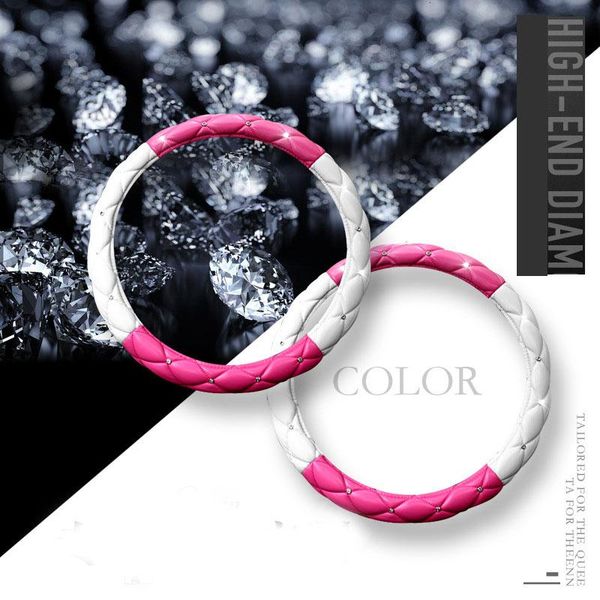 

woman steering wheel cover 38cm faux pu leather car steering wheel covers blingbling diamond design for e83 car accessories