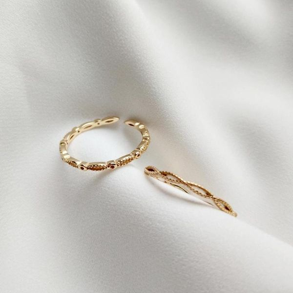 

cluster rings shanice 925 sterling sliver twisted for women simple gold color thin line open personalized jewelry, Golden;silver