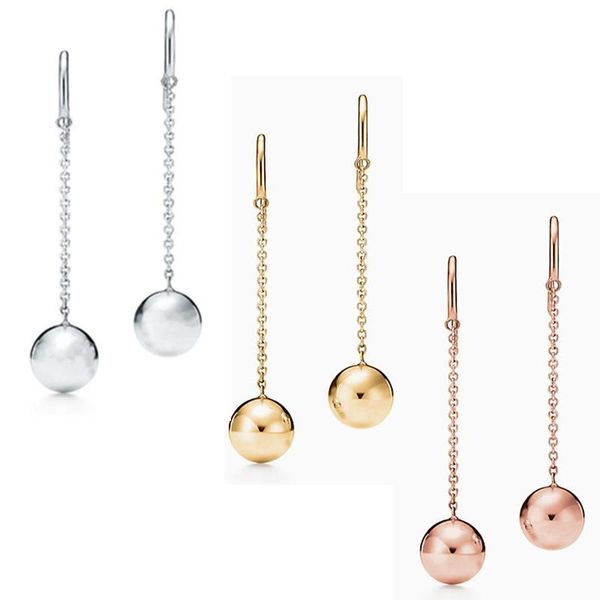 

2021 tif 925 pure silver beads round drop earrings rose gold fashion women's earrings,t classic simple accessories logo party
