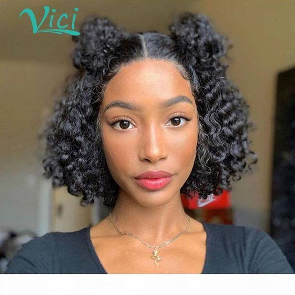 

360 lace frontal wig transparent lace curly human hair wig pixie cut short bob wigs preplucked for women, Black;brown