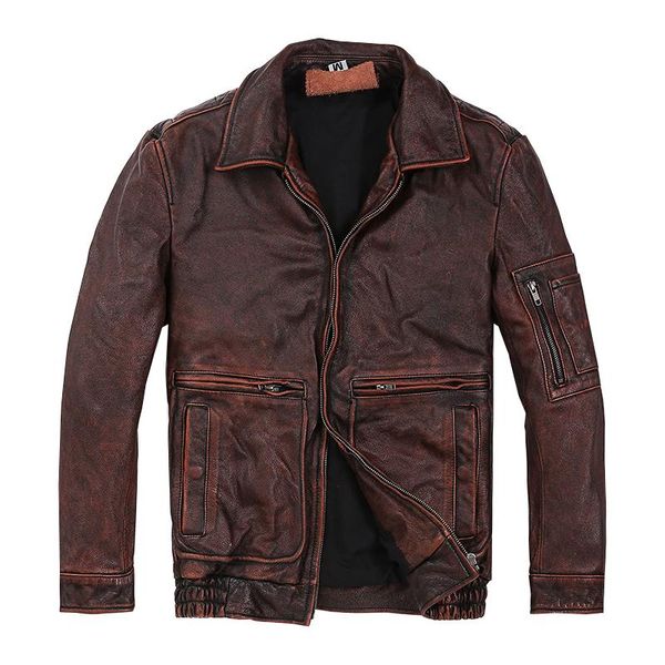 

women's leather & faux 2021 vintage men's slim fit genuine jacket cowhide jackets brown motorcycle 4xl, Black