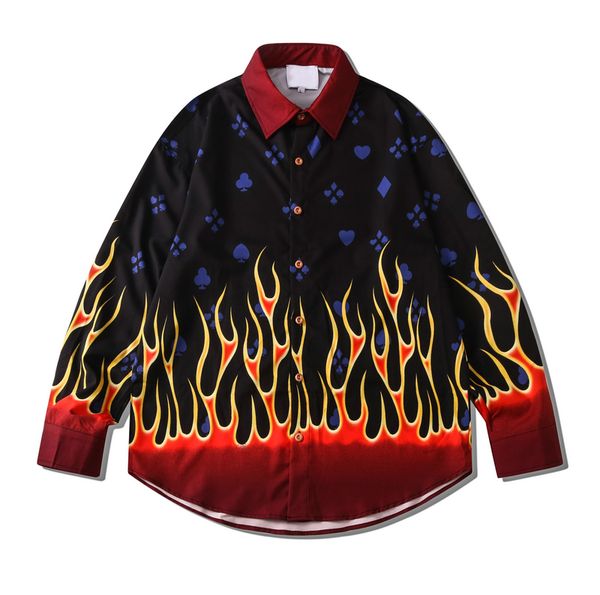 

red shirt men long sleeved street men's shirt autumn male blouse, White;black