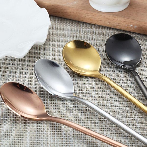 

24cm long handle spoon stainless steel tableware tea dessert coffee spoon bar drink cocktail mixing spoon kitchen supplies h bbyote