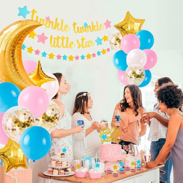 

qifu маленькая звезда луна воздушный шар комбинация золотой балун шарнир шар арки детский дневной декор 1-й день рождения вечеринка декор де