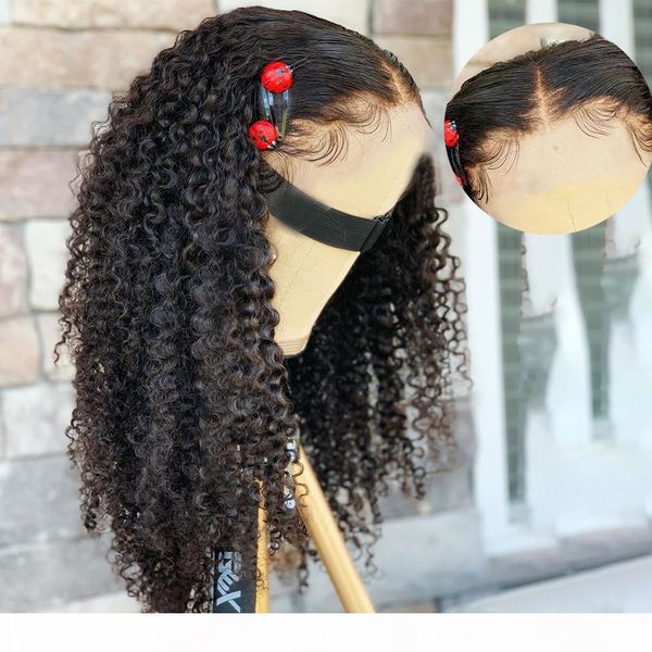 

завитые парики шнурка закрытие человеческих волос парики для женщин природные щипковых с отрегулировать ремень 130% remy бразильский 2 * 4 l, Black;brown