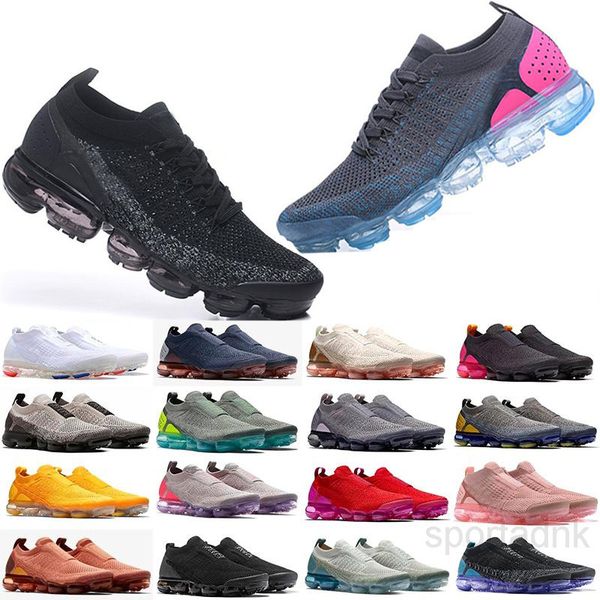 

2021 moc 2 laceless react 2.0 mens casual shoes triple black designer des chaussures women sneakers fly white knit cushion trainers sr6t